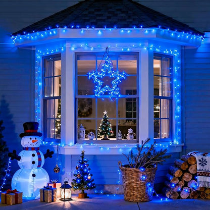JMEXSUSS Connectable 100 LED Blue Christmas Lights Clear Wire, 8 Modes Blue Christmas Tree Lights Indoor Outdoor Plug in, 33ft Fairy String Lights for Christmas Tree, Xmas, Party, Garden