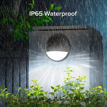 JJX Solar Fence Lights 2 Pack, Solar Deck Lights Outdoor Waterproof Stair Outdoor Step Light for Outside, Deck, Patio, Pathway and Yard, Warm White