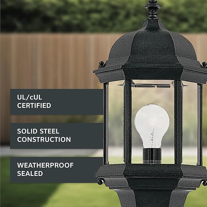 DESIGNERS FOUNTAIN 2976-BK Devonshire Outdoor Post Lanterns, 20 inch, Black | Lumora