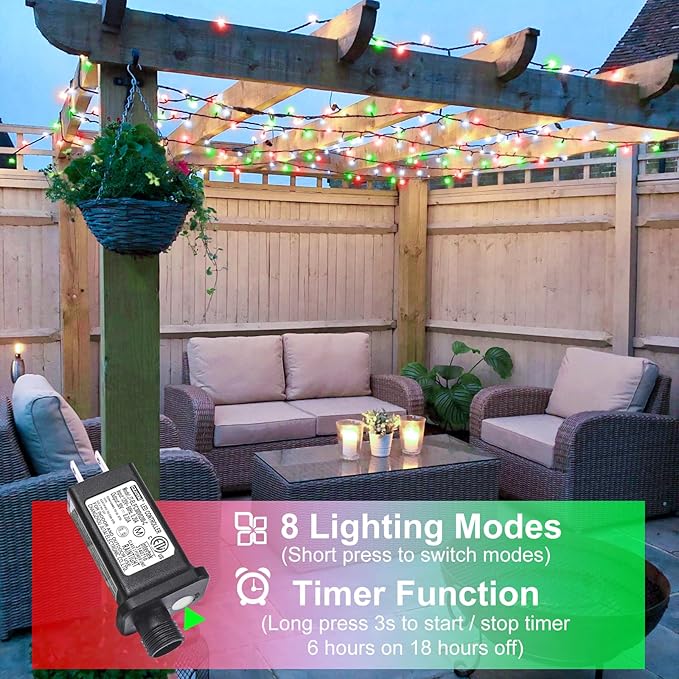 100FT 300 LED Christmas Lights Outdoor, Connectable Christmas String Lights with 8 Modes Waterproof, Plug in | Lumora