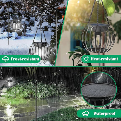 UBright Solar Powered Lights Outdoor Waterproof Hanging Lights for Outside 15" Metal Solar Lanterns Decorative Outdoor Garden Yard Patio Pathway Decor 2 Pack,Cool White