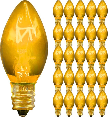 EST. LEE DISPLAY L D 1902 Outdoor Patio String Lights Bulbs & Green Hanging Cord Set Christmas Holiday Seasonal Light Bulbs & Cord Included 25FT C-9 E17 (Green Wire, Yellow)