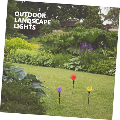 BESPORTBLE 3pcs Solar Led Tulip Garden Lights Pathway Solar Landscape Lights Weatherproof Outdoor for Yard Driveway Random Color
