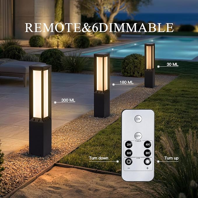 Solar Pathway Lights Outdoor Waterproof, 1 Pack Auto On/Off Driveway Lights, 3000K Landscape Lighting & Accessories, Aluminum Dimmable Outdoor Solar Lamp for Path Sidewalk Walkway Yard Decor