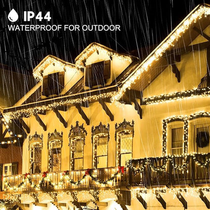 kemooie 500 LED Christmas Lights, 164FT 8 Lighting Mode with Memory Plug in Waterproof Christmas Lights Outdoor, for Birthday Christmas Tree Wedding Party Garden Balcony Decorations (Warm White)