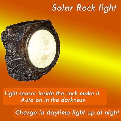 Solar Rock Light Led 4 Pack Waterproof Garden Stone Lights Outdoor Landscaping Spotlights, Yard Patio Pathway Driveway …