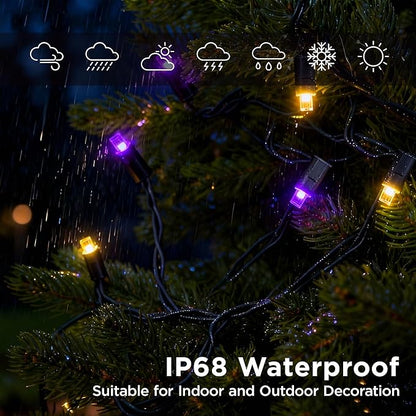 Halloween String Lights (Orange & Purple - Steady, 25FT), Mini LED String Lights, IP68 Waterproof Fairy Lights for Outdoor Indoor Holiday Party Patios Wedding Valentines Day Xmas Decor