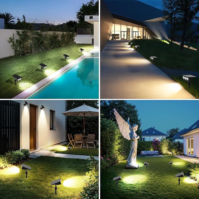 OUTON Solar Spot Lights Outdoor, 5 Lighting Modes IP65 Waterproof Solar Powered Garden Light, Dusk-to-Dawn Auto | Lumora