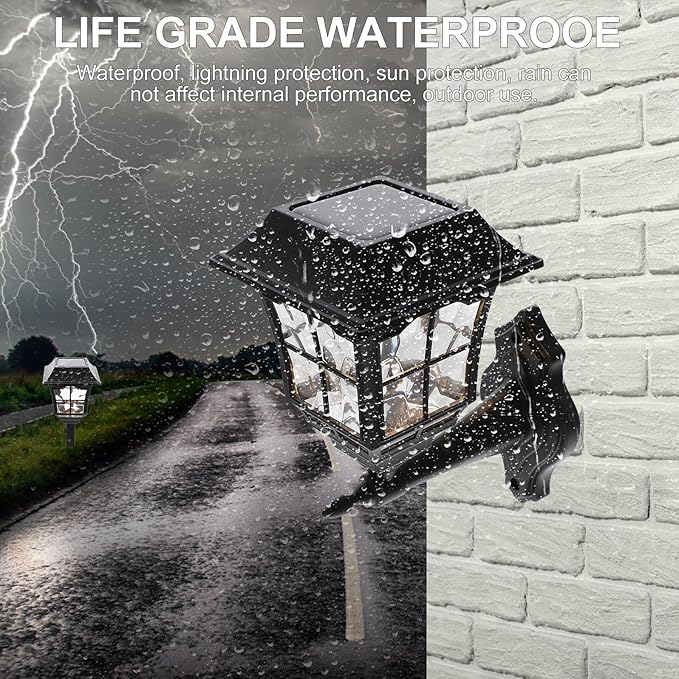 ARTIBETTER 2pcs Solar Yard Lights Outdoor Garden Solar LED Landscape Lighting Waterproof Warm White Wall Mounted Path Lights for Patio Lawn and Courtyard