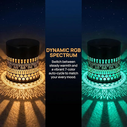 Solars Mandala Fence Lights Outdoors, 7 Colors RGB Waterproof Decorative Mandala Solars Lights , Metal Solars Powered Deck Steps Walls Lights for Garden Yard Fence Patio Pathway (Life Rings*4PCS)