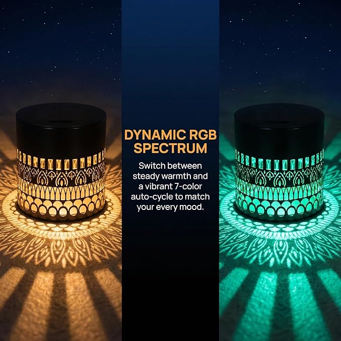 Solars Mandala Fence Lights Outdoors,7 Colors RGB Waterproof Decorative Mandala Solars Lights , Metal Solars Powered Deck Steps Walls Lights for Garden Yard Fence Patio Pathway (Life Rings*2PCS)
