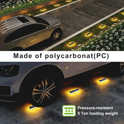Solar Step Lights Outdoor Waterproof LED, 4 Pack Warm White Flat Solar Powered Deck Lights for Outside, Stick on Light Bar for Stair, Dock, Patio, Garden, Path, Walkway, Driveway, Porch