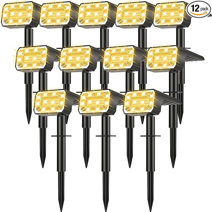 Solar Spot Lights Outdoor Waterproof IP65, [12 Pack/100 LED/4 Modes] Solar Landscape Spotlights, Auto On/Off High | Lumora