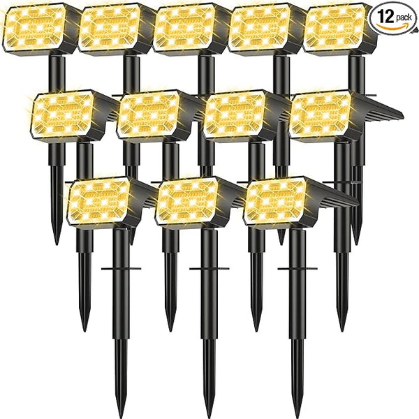 Solar Spot Lights Outdoor Waterproof IP65, [12 Pack/100 LED/4 Modes] Solar Landscape Spotlights, Auto On/Off High | Lumora