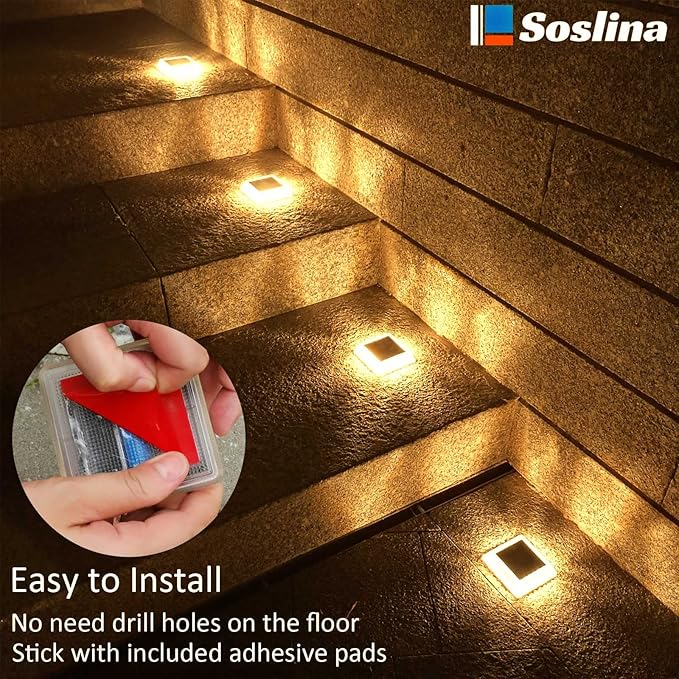 Solar Deck Lights Solar Powered, Solar Stair Lights Outdoor Waterproof, Solar Step Lights for Outdoor Garden Patio | Lumora