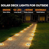 LUTEC 12 Pack Solar Driveway Lights, 12 LEDs IP67 Waterproof Outdoor Solar Dock Driveway Marker Lights for Step | Lumora