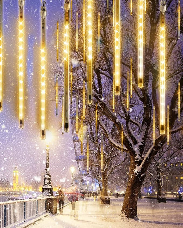 Flacchi Warm White 20 Tubes 480 LED Raindrop Meteor Shower Icicle Lights with Timer Function - Outdoor String Light | Lumora