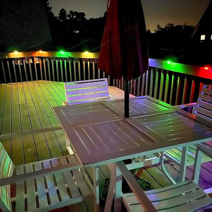 DenicMic Solar Deck Lights Outdoor 16 Pack Step Solar Lights Waterproof for Patio Fence Step Yard Stair RGB Color Changing LED Outside Deck Lighting