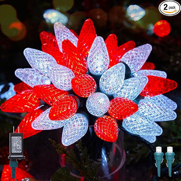 C9 LED Christmas Lights Outdoor, 81 Feet 100 LED String With Timer & 8 Light Mode, Waterproof Commercial Grade | Lumora