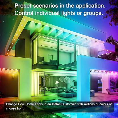 Permanent Outdoor Lights, 50FT RGB LED Smart Eaves Lights with 30 LEDs, IP67 Waterproof, Remote/APP Control, DIY Scene Modes, Music Sync Lighting for Party, House, All Holiday Decorations