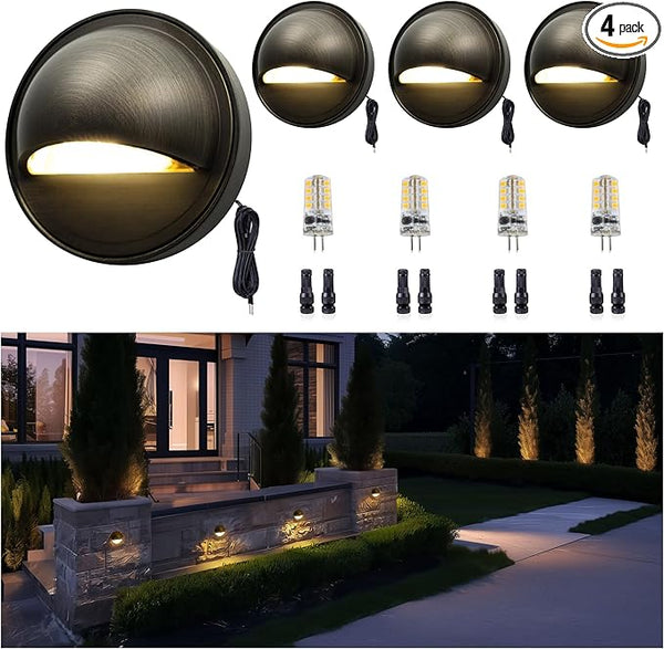 Gardenreet Low Voltage Deck Lights - Solid Brass Landscape Step Lights LED, 12V Hardwired IP65 Waterproof, Bronze | Lumora