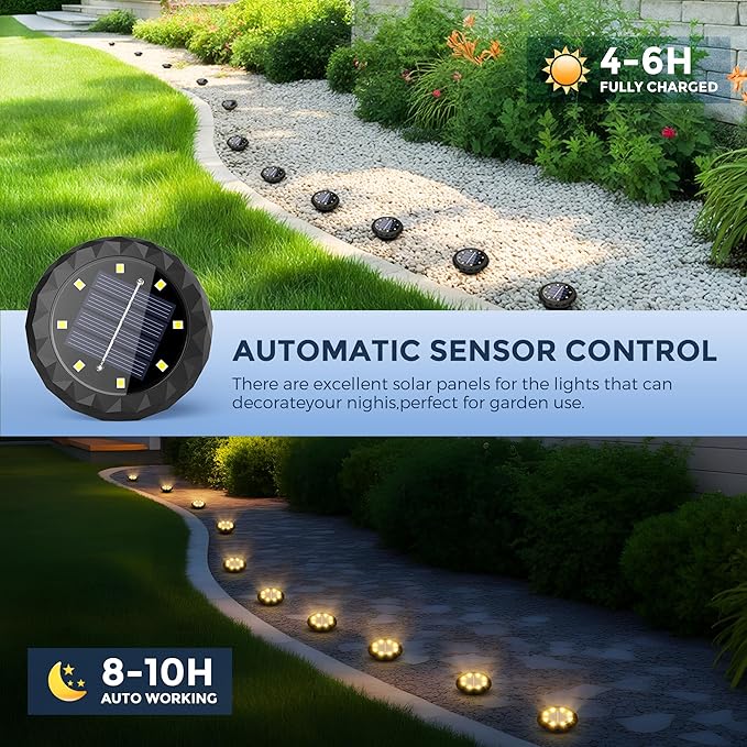 SOLPEX Mini Solar Ground Lights, 12 Pack Solar Lights Outdoor Waterproof, Landscape Lighting for Garden Pathway | Lumora