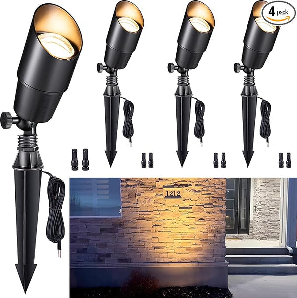 Gardenreet Brass Landscape Lighting - Black Outdoor Low Voltage Spotlights LED, 12V Wired Uplights, Waterproof Spot | Lumora