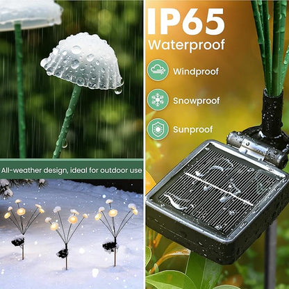 Solar Garden Lights, 4pack Warm White LED Solar Lights for Outside, Swaying Mushroom Lights Outdoor Decorative, Waterproof Light Decor for Yard,Lawn,Patio,Pathway Decoration