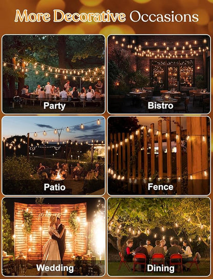 GHUSTAR 150FT LED Outdoor String Llights (NOT Solar) – Patio Lights Outdoor Waterproof for Outside – 2700K Vintage Edison Bulb String Light – Shatterproof Hanging Light for Cafe Porch Deck