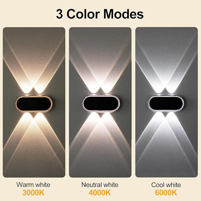 Solar Fence Lights Outdoor: IP65 Waterproof Wall Lighting with Dual Focused LED Up Down - 3000K/4000K/6000K 10-12H Lasting - Easy to Install for Backyard Patio Porch 8 Pack