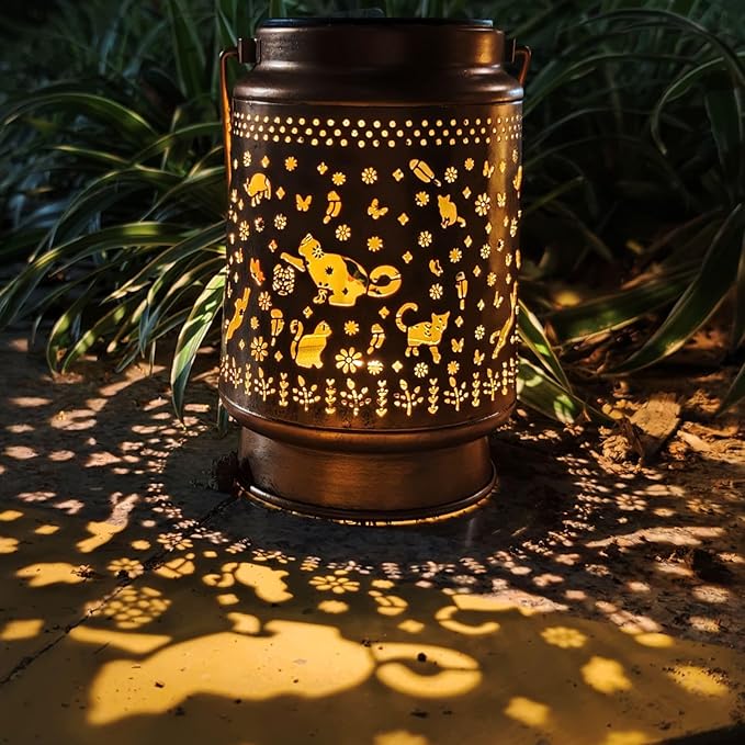 cat Solar Light Outdoor Waterproof Hanging Ornament, Solar Decoration LED Lantern Outdoor Garden Decoration | Lumora