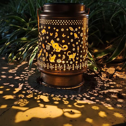 cat Solar Light Outdoor Waterproof Hanging Ornament, Solar Decoration LED Lantern Outdoor Garden Decoration, Suitable for Patio, Patio, Lawn, Tabletop, Path, Landscaping, Cat Lover(cat)