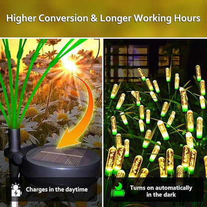 Swaying Solar Garden Lights - Outdoor Waterproof, Upgraded Solar Firefly Lights, Warm White (2-Pack)