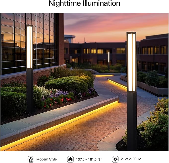 Path Light, 92" Pathway Lights, Wired Outdoor Modern Landscape LED Bollard Driveway Lighting, IP65 Waterproof Aluminum High Voltage Floor Lamp for Walkway Lawn Patio Yard Garden Decoration
