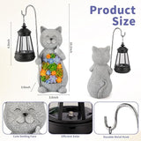 Solar Cat Garden Statue with Succulent Decor Hanging Lantern – Waterproof Resin Outdoor Figurine for Yard, Patio | Lumora