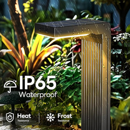 Solar Pathway Lights Outdoor 4Pack, 2 Color in 1 Motion Sensor Walkway Lights 400LM with Warm/Cool White, 12H Lasting, IP65 Waterproof Solar Powered Landscape Lighting for Garden, Yard