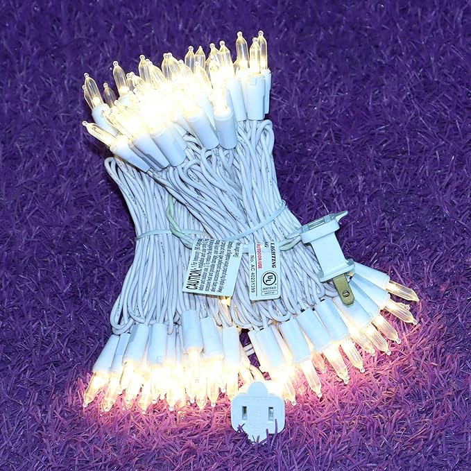 LUCKY SHINE 100 LED Warm White Christmas Lights, UL Certified and Commercial Grade White Wire String Lights 35 FT, for Indoor and Outdoor Christmas Trees, Party, Garden, Patio.