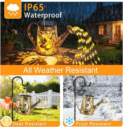 Solar Watering Can Lights, Unique Fairy Gifts for Women Mom Grandma Birthday, Waterproof Outdoor Garden Decor Large Hanging Solar Lantern Fairy Lights for Patio Porch Yard Flowerbed Pathway