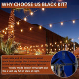 String Light Hanging Kit, Full Black Globe String Lights Suspension Kit w/ 164FT PVC Coated Steel Cable & Enough | Lumora