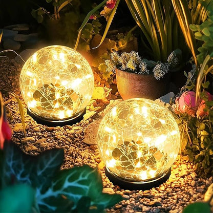Solar Lights, Outdoor Waterproof, Spherical, Suitable for Yard, Terrace, Path, Lawn, Party, Garden, Landscape Lighting, Creative Birthday Gift, 2 Pack (5.5 Inch (Warm Light))