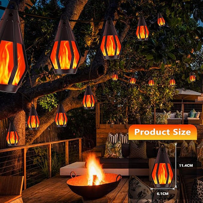 Solar String Lights for Outside, 21Ft Solar Gazebo Lights with 10 Flickering Flame Light Bulbs, Waterproof Red Solar Powered Outdoor Light for Garden Blackyard Patio porch Bistro Cafe Halloween Decor