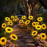 2 Pack Waterproof Solar Sunflower Garden Lights with 3 Stakes, Outdoor Decorative Lighting for Patio & Lawn | Lumora