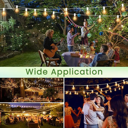 Outdoor String Lights, LED String Lights for Outside with 27 Shatterproof Bulbs (2 Spare), 50FT Porch White Hanging String Light for Balcony, Pergola, Gazebo, Patio Decor,White Cord
