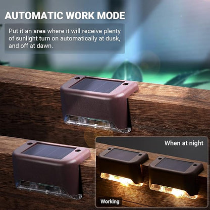 Outus LED Solar Deck Lights Waterproof LED Solar Step Lights Powered Stair Lights for Outdoor Fence Yard Patio Walkway and Pathway