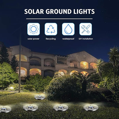 Solar Lights Outdoor Waterproof,12Pack Durable Solar Ground Lights for Landscape Lighting, Decorative Disk Lights for Outside Garden, Patio, Pathway and Yard (White Light)