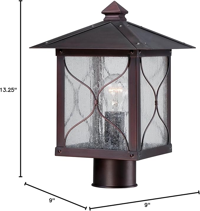 Nuvo Lighting 60/5615 Vega Post One Light Lantern 100-watt Outdoor Porch and Patio Lighting with Clear Seeded Glass, Classic Bronze
