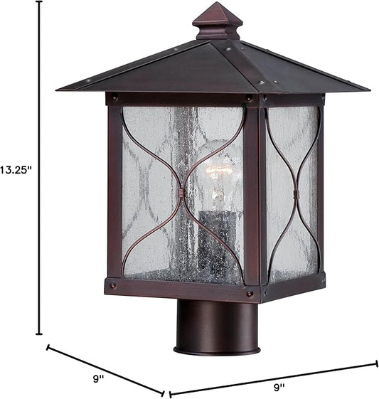 Nuvo Lighting 60/5615 Vega Post One Light Lantern 100-watt Outdoor Porch and Patio Lighting with Clear Seeded Glass, Classic Bronze