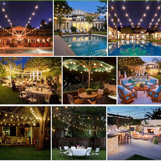 Svater Outdoor String LED Lights 50FT with 2W 48FT S14 Commercial Grade String Lights | Lumora