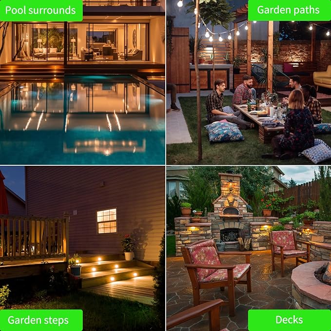 6 Pack Low Voltage AC/DC 12V LED Landscape Deck Light,Outdoor Retaining Wall Lights, IP65 Waterproof Step | Lumora