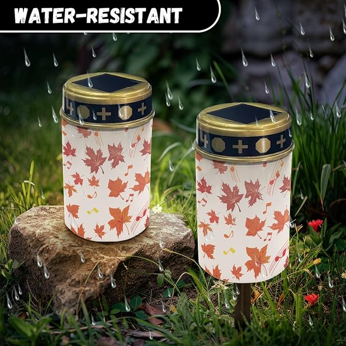 Thanksgiving Maple Leaf Solar Garden Stake Lights Outdoor Waterproof Halloween Party Lights LED Lantern Halloween Decor Outdoor Solar Powered Lights for Outside-Warm White